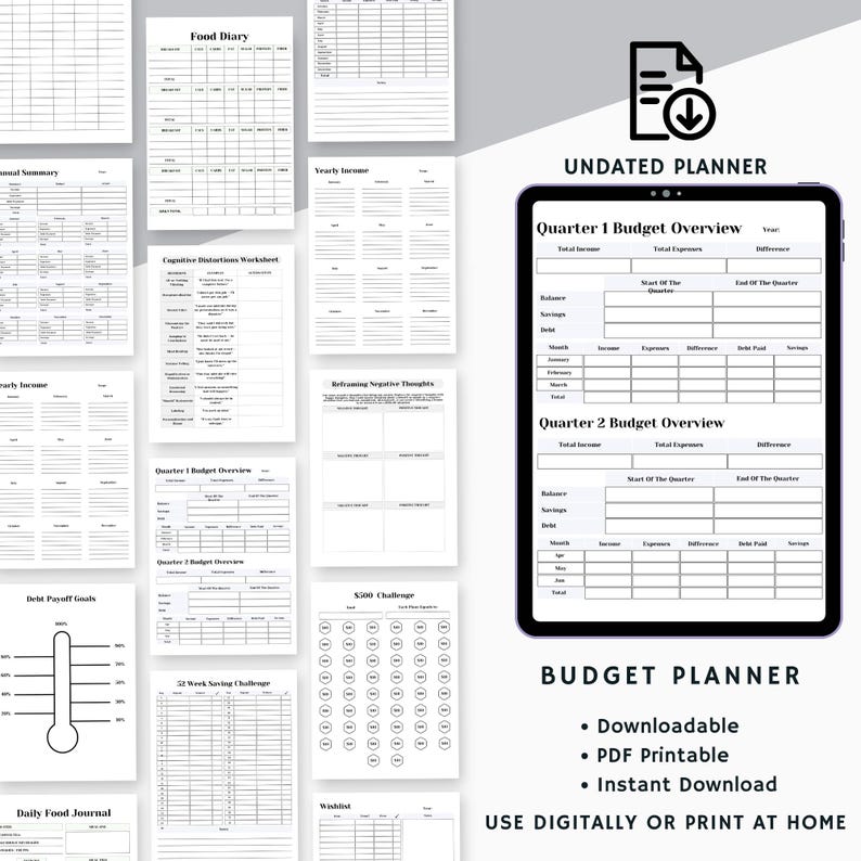 Budget Display Budget Planner Bundle, Printable Personal Finance Binder Financial ...