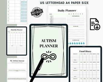 Printable Autism Planner, Autism Planner Adult, Daily Planner For Autism, Autism Digital Planner, Behavior Tracking, Medication Log