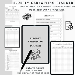 Caregiver Planner Printable, Home Health Care Form, Caregiver Daily Log, Caregiving Checklist, Elder Care Home Health Nurse, Senior Care log