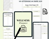 Minimal Wellness Planner, Printable Wellness Planner, Wellness Planner Template, Mental Health Planner, Wellness Tracker Template, Wellness