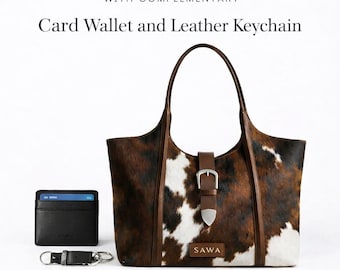 Handmade Hair-On-Hide Cowhide Tote Bag | Leather Handbag