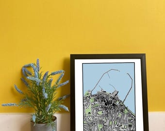 Dún Laoghaire, Dublín Mapa imprimible A4