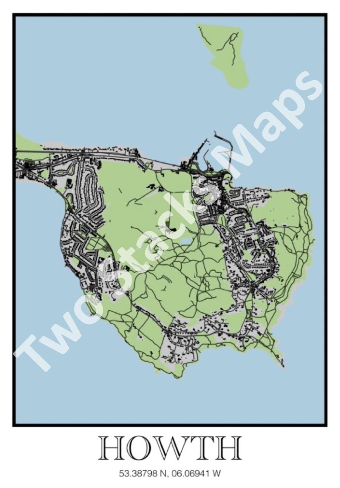 Howth Pathways Map Howth, Dublin Printable Map A4 - Etsy