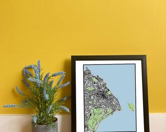 Mapa imprimible de Dalkey, Dublín, tamaño A4