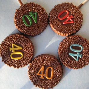 12-40th Birthday Chocolate Lollipop Favors image 1