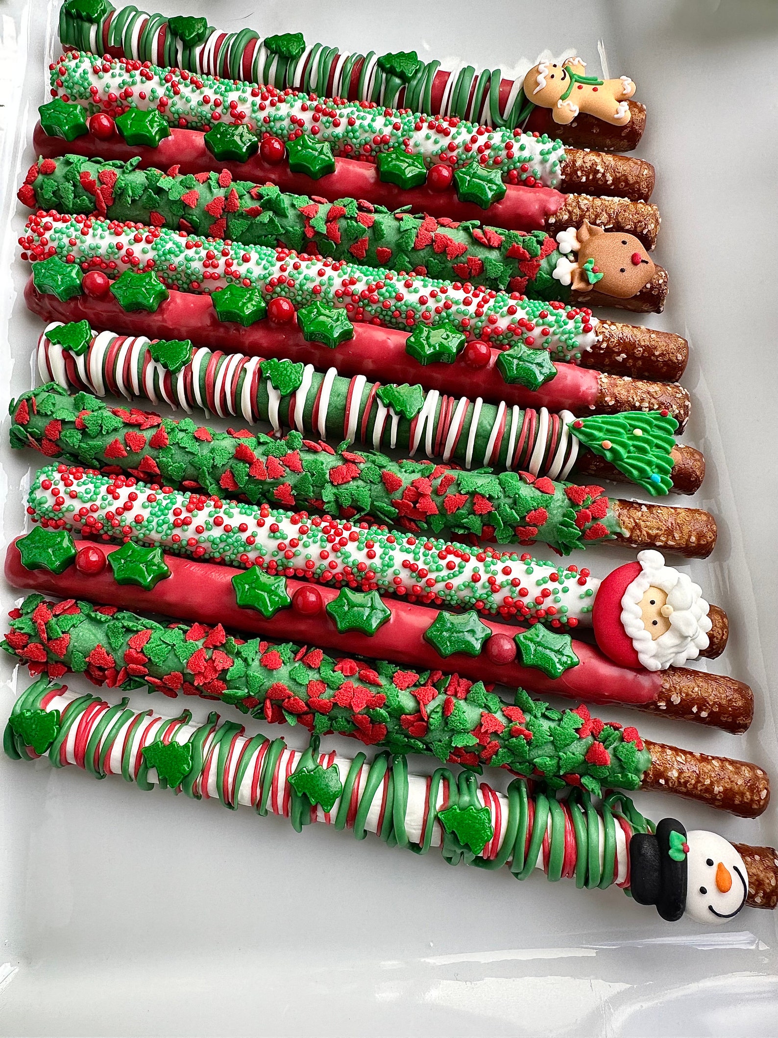12christmas Chocolate Covered Pretzel Rod Gift Box for Christmas/school Party Favors/christmas