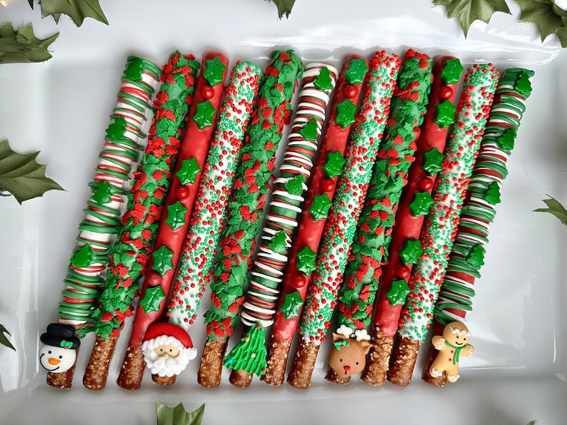 12christmas Chocolate Covered Pretzel Rod Gift Box for Christmas/school Party Favors/christmas