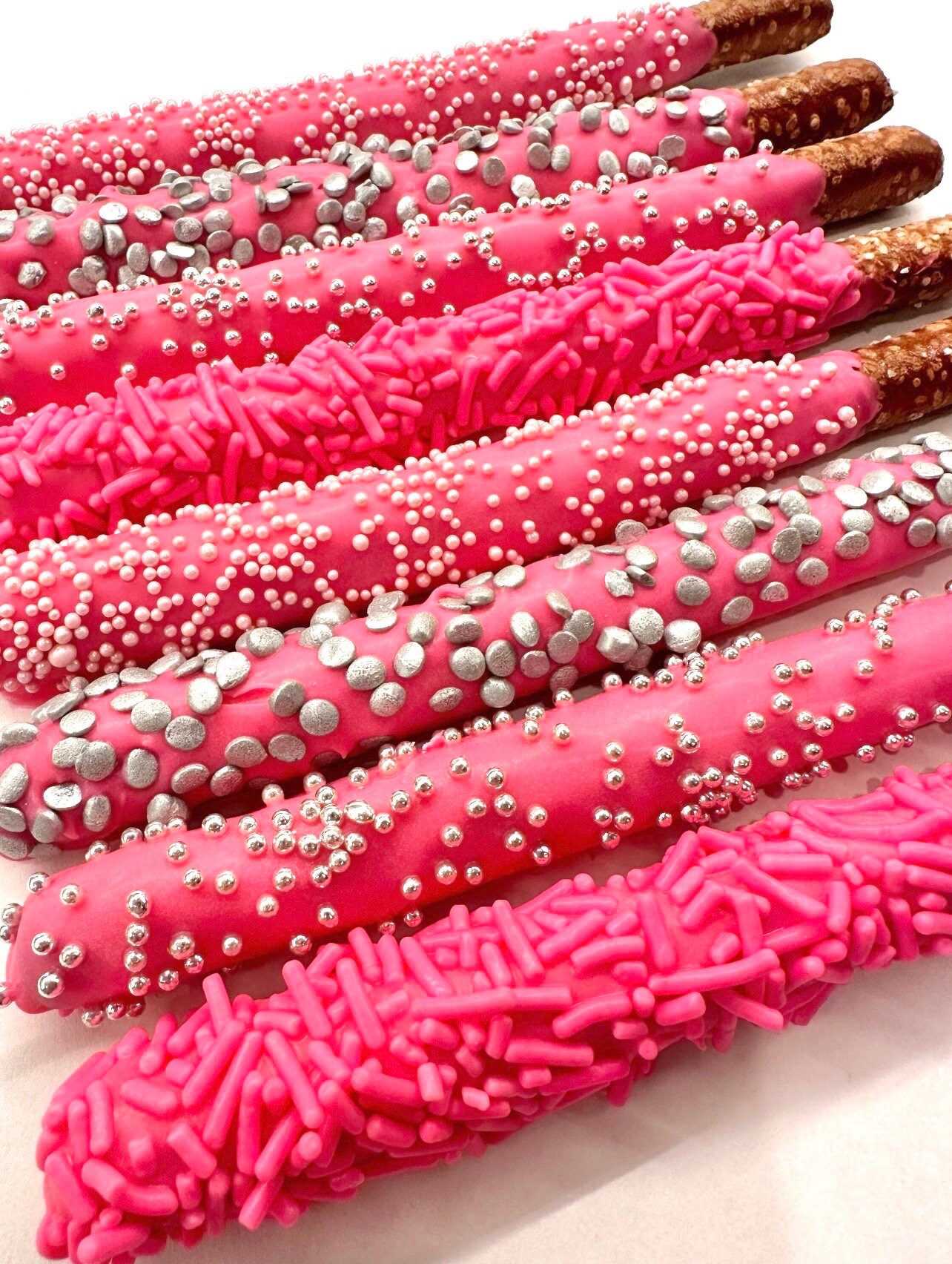 12hot Pink Chocolate Covered Pretzels Etsy