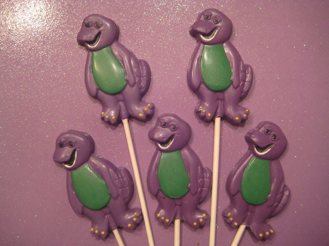 24 Chocolate Barney the Purple Dinosaur Lollipop Favors Etsy