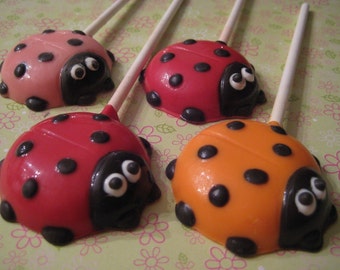 12-Chocolate Ladybug Lollipop Favors