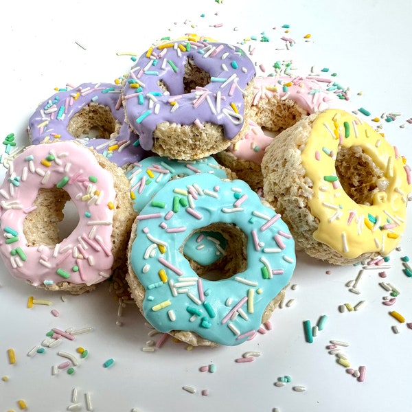 8-Donut Shaped Rice Krispie Treats For Showers/Weddings/Birthday Party Favors/Donut Theme