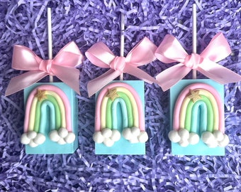 12-Rainbow Chocolate Covered Rice Krispie Treats For Unicorn Party/Birthday Party/Princess Party