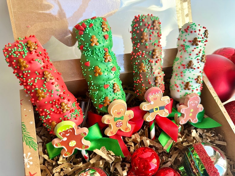 12gingerbread Man Chocolate Covered Triple Marshmallow Pops Etsy