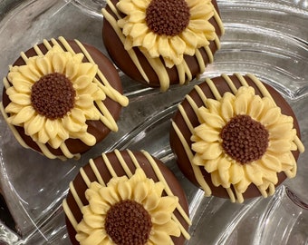 12-Milk Chocolate Covered Sunflower Chocolate Covered Oreos For Wedding/Birthday/Shower