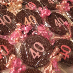 12-40th Birthday Chocolate Lollipop Favors image 4