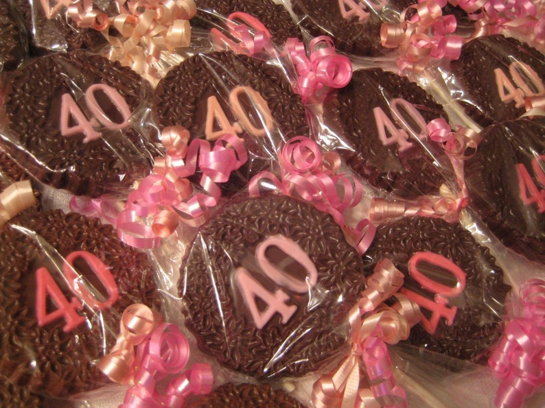 12-40th Birthday Chocolate Lollipop Favors image 4