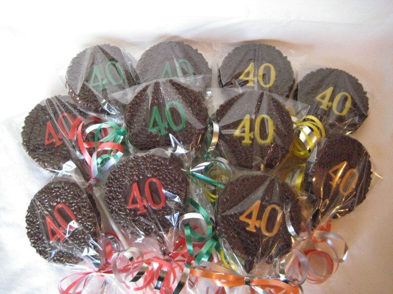 12-40th Birthday Chocolate Lollipop Favors image 3