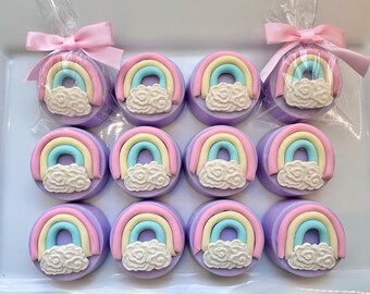 12- Rainbow Chocolate Covered Oreo Favors For Unicorn Party/Birthday Party/Baby Shower