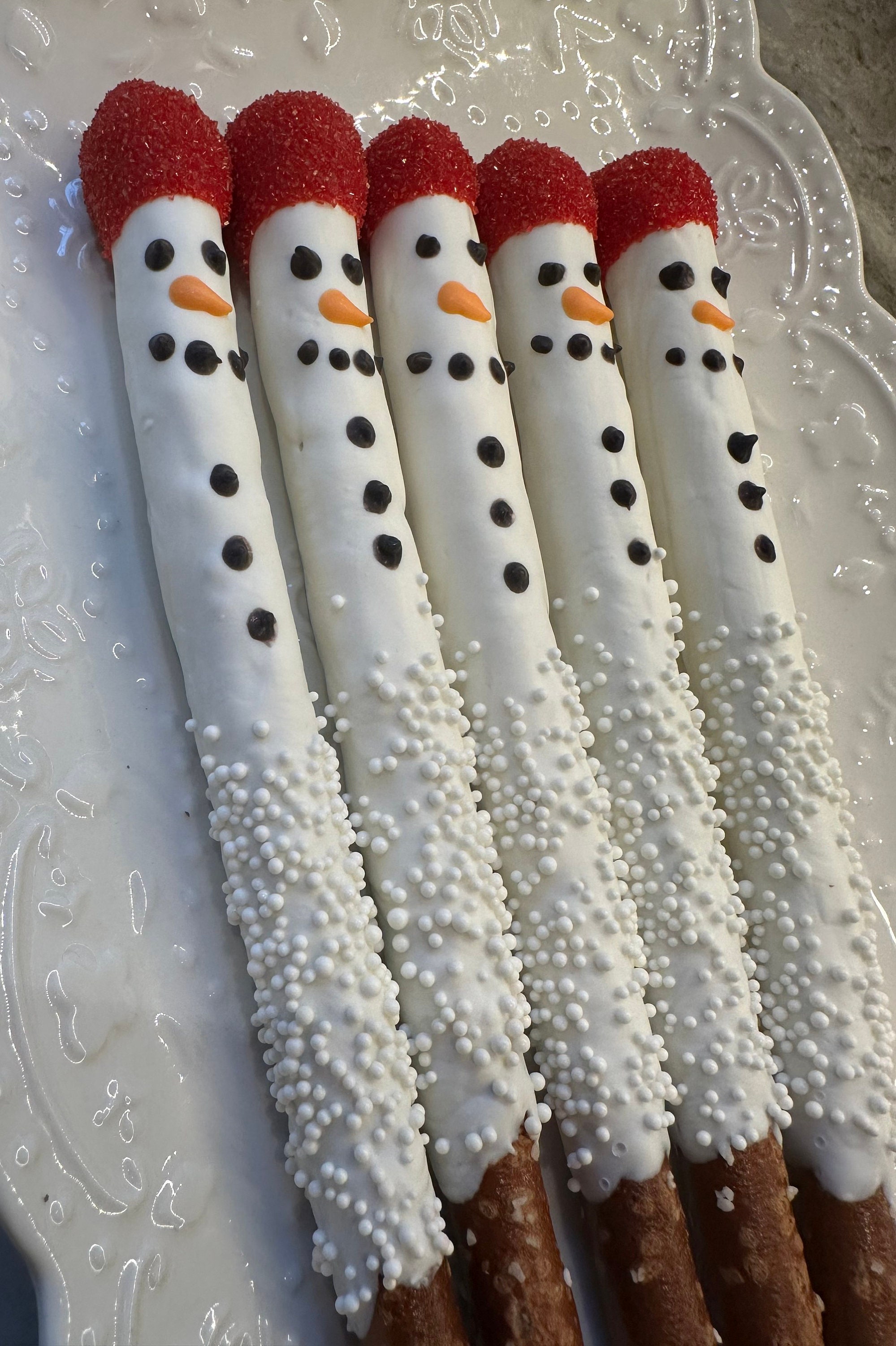 12snowmen Chocolate Covered Pretzels Etsy