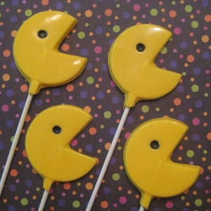 24 Chocolate Pac Man Lollipop Favors For Birthday Party/Party Favors/Children’s Party/Arcade