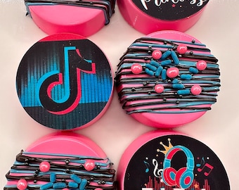 12-Tik Tok Chocolate Covered Oreos For Birthday Favors/Birthday Party/Tik Tok Party