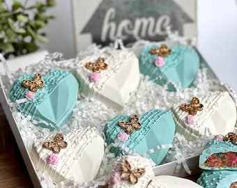 6 Heart Cake Bites Gift Box Set For Birthday Gift/Wedding Gift/Sweet Sixteen