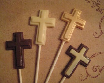 24-Small Chocolate Cross Lollipops