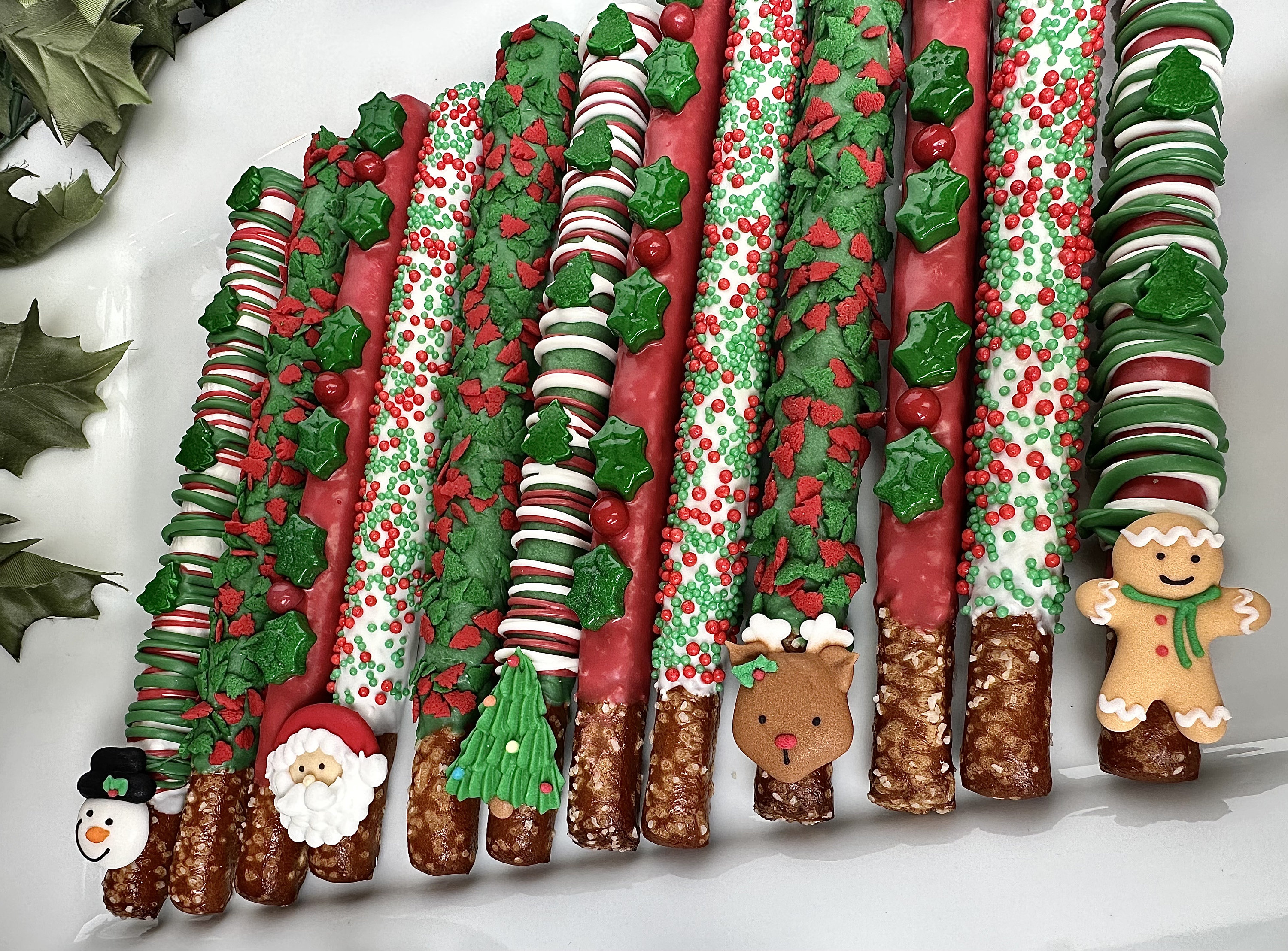12christmas Chocolate Covered Pretzel Rod Gift Box for Christmas/school Party Favors/christmas