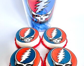 12-Grateful Dead Steal Your Face Chocolate Covered Oreo Favors for Birthday Party/Dead Fan/Grateful Dead Theme/Party Favors