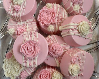 12-Baby Pink Chocolate Covered Oreos For Baby Shower/Wedding Favors/birthday Favors