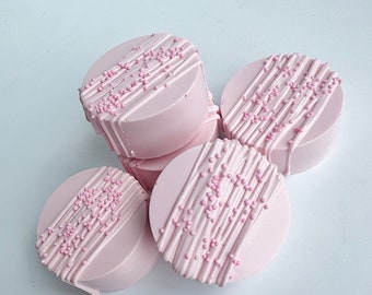 12-Pink Colored Chocolate Covered Oreos For Wedding/Wedding Shower/Bridal Shower