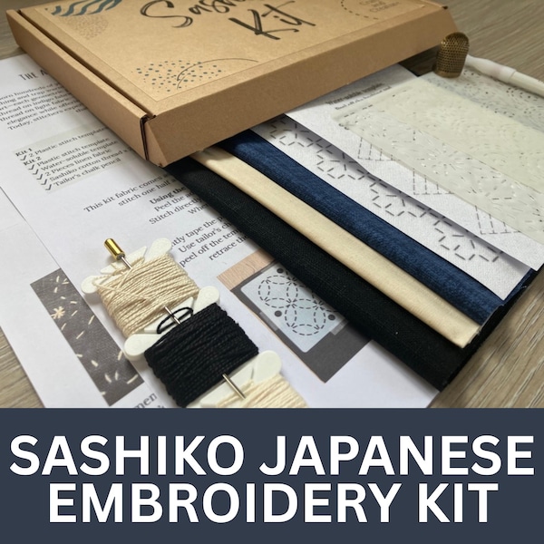 Sashiko Kit Visible Mending Kit Japanese Embroidery Denim Repair Sashiko Linen Sashiko Template Sashiko Thread Slow Fashion Stitch Art Gift