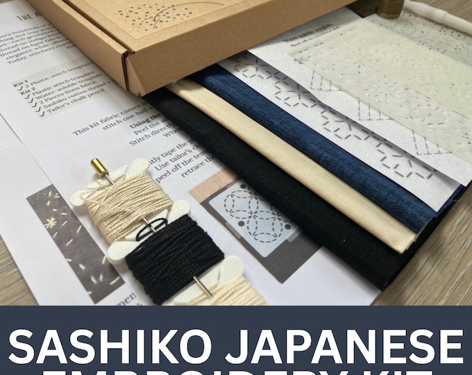 Sashiko Kit Visible Mending Kit Japanese Embroidery Denim Repair Sashiko Linen Sashiko Template Sashiko Thread Slow Fashion Stitch Art Gift