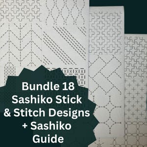 Juego de plantillas Sashiko 18 Guía de costura adhesiva soluble en agua Hojas A4 Patrones de bordado japonés Adecuado para diseños de posavasos Guía de introducción