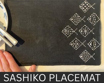 Sashiko Placemats Kit x2 Japanese Embroidery Kit for Beginners DIY Quilted Coasters Christmas Table Decor Insulated Place mats Fish design