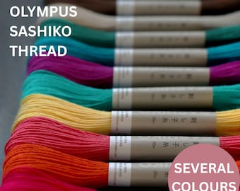 Olympus sashiko thread 20m Japanese sashiko embroidery thread 100% Cotton thread Visible mending and hand stitching Solid colour