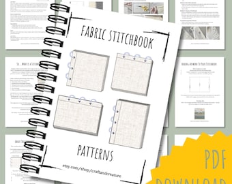 Stitchbook PDF Pattern Fabric Journal Template Embroidery Mixed Media fabric sketchbook digital download stitch book pattern DIY sewing book