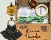 DIY Macramé Boho Xmas decor Macramé Tree Kit DIY Christmas Ornament Dried Fruit Decoration Macrame Guide Red Yarn Holiday Crafter gift