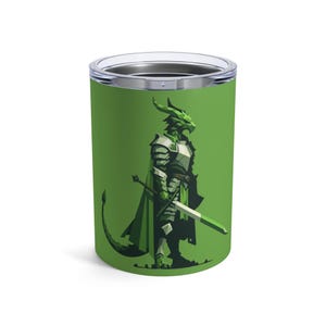Fantasy Dragon Warrior Tumbler 10oz | Eco-Friendly Drinkware, Gift for Gamers, Tabletop Enthusiasts,  Adventure Lovers