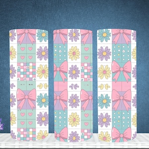 Floral Coquette Tumbler Wrap: design sottile da 20 once con stampa a sublimazione (download digitale PNG)