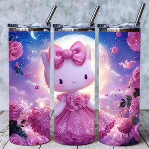 Emballage de gobelet chaton mignon, motif floral chat (téléchargement numérique)