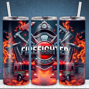 Firefighter 20 oz Seamless Skinny Tumbler Wrap Sublimation Design, Tumbler Png, Digital Download, First Responder Tumbler Wrap