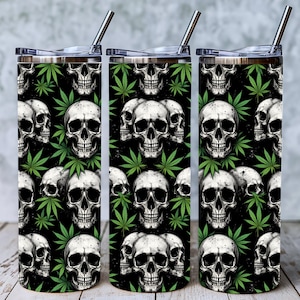 Skull Weed Tumbler Wrap, Funny Skeleton Design (Digital Download)