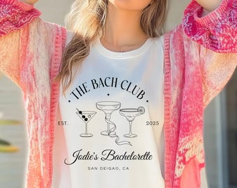 Magliette personalizzate per l'addio al nubilato: The Bach Club, location personalizzata (download digitale)
