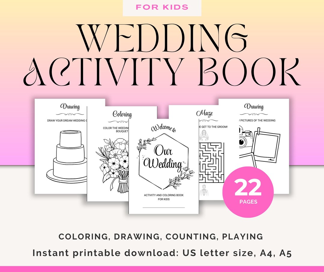 Wedding Activity Book, Kids Coloring, Wedding Themed Colouring Sheets ...