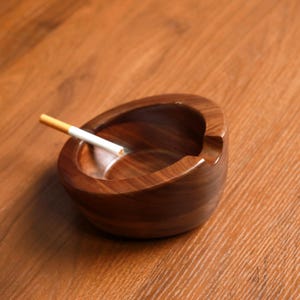 Solid Walnut Ashtray – Handmade Black Walnut Wood Ash Tray | Modern Rustic Home Decor | Minimalist Cigar Tray Gift for Him Dad Men Office