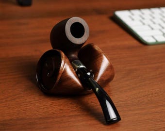 Can Wood Pipe Stand with Phone Holder | Walnut Pipe Rest for Desk | Handmade Pipe Accessory | Gift for Smokers | Father’s Day Wooden Gadget