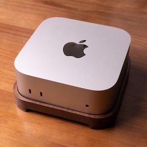 2024 Mac Mini M4 Dustproof Stand – Premium Black Walnut Dock for Apple Mini PC – Handcrafted