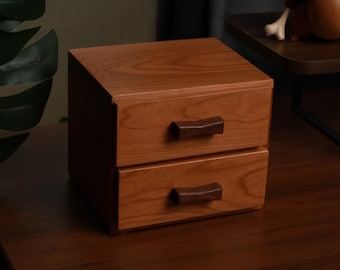 Handmade Solid Cherry Wood Drawer Organizer: Minimalist Desk Storage