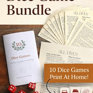 Lot de jeux de dés - Cartes et livret - Du plaisir pour la famille et les personnes âgées (téléchargement instantané)